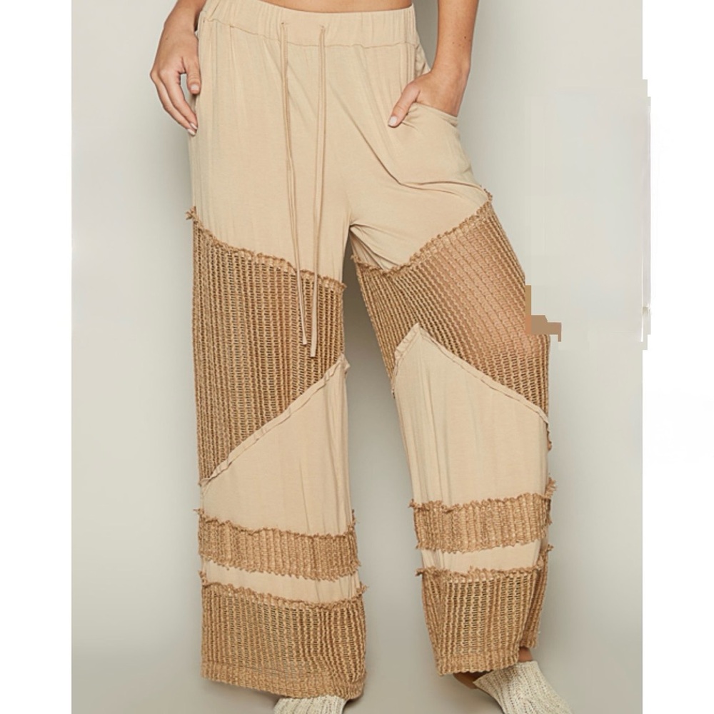 POL Women's Latte Mesh Panel Pants